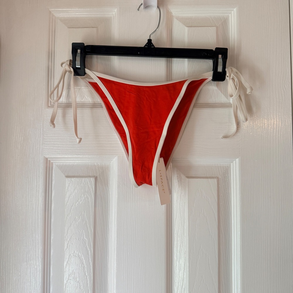 L SPACE Levy Bottom Bitsy Bikini‎ Swimsuit Orange Size M
